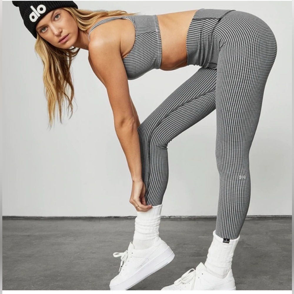 Alo Yoga High Waist Micro Houndstooth Jacquard Leggings  Womens Size Small